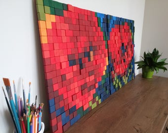 SET Wooden Art Sculptures POPPIESReclaimed WoodModern Wall SET Wooden Art Sculptures POPPIESReclaimed WoodModern Wall