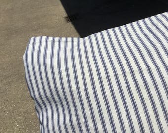 Cutter Mattress ticking vintage fabric Dark navy and off white cotton
