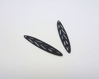 prints 2 filigree leaves 29 * 5mm gunmetal (XEF02)