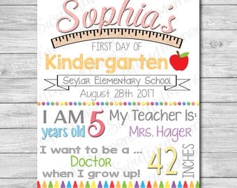 Customizable Digital First Day of School sign - Printable 1st day of school board - Editable Back to school print for boy and for girl