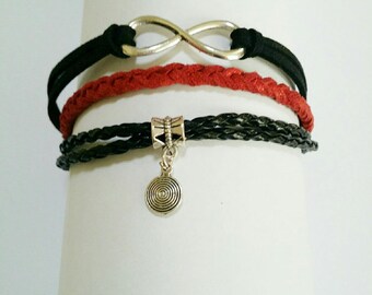 "jewel forever" bracelet MULTISTRAND red and black