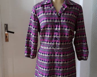 40's style dress with leaf pattern large size
