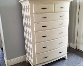 Hand Painted Distressed Harlequin Dresser