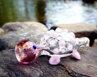 Turtle Themed Glass Chillum with Colored Marbles | 3.5"