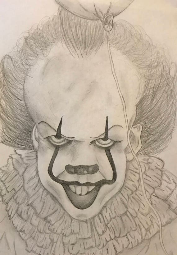 Items similar to IT Pennywise 2017 Pencil Drawing on Etsy