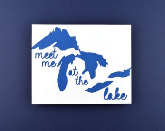 Lake House Decor, Michigan Gift, Great Lakes Art, Lake House Art, Gift Ideas, Michigan Art, Meet Me at the Lake