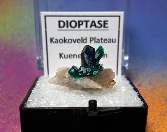 DIOPTASE On Quartz Rare Natural Crystal Mineral Specimen In Perky Box From Namibia