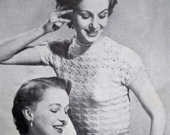 Vintage Knitting Pattern 1940s 1950s Women's Lacy Sweaters Jumpers and Scarves 40s 50s original pattern Bestway 2206 UK