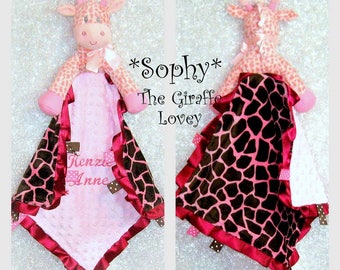 Sophy The Giraffe Lovey* By Lovablekreations * Free Personalization* Unique Baby Girl Gift* Custom Design Your Own Lovey* AKA Lovie lovey