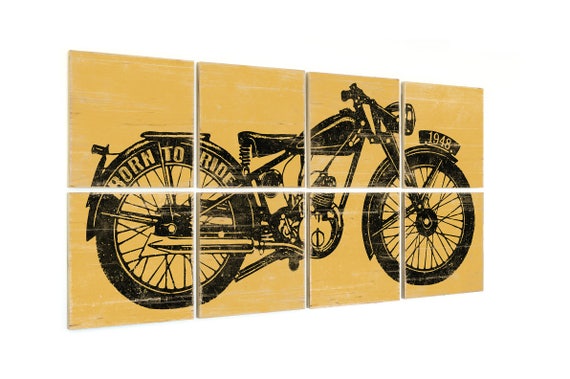 Motorcycle on Wood Motorcycle Print Motorcycle Gift