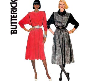 80s Batwing Dress Butterick 6746 Vintage Sewing Pattern Size 8 Bust 31 1/2 inches