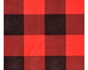 Sale 16 LUMBERJACK NAPKINS Dessert Small Snack Birthday Buffalo Check Checkered Tableware Black Red Plaid Theme Sale 16 LUMBERJACK NAPKINS Dessert Small Snack Birthday Buffalo Check Checkered Tableware Black Red Plaid Theme
