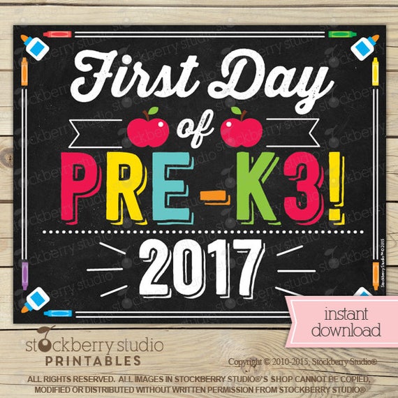 First Day Of Pre K3 Sign 1st Day Of School Printable First Day Of