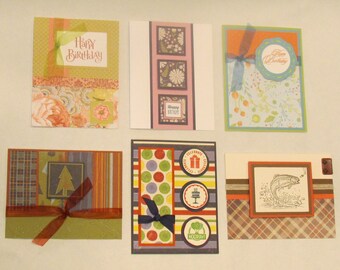 Card Set - HAPPY BIRTHDAY Cards - Set of Six - Hand Stamped - Birthday Assortment