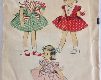 Vintage 1950s Advance Girls' Dress Pattern 5991 Size 4