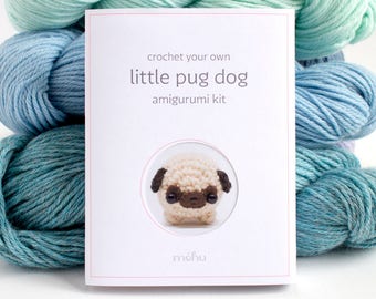 crochet kit - amigurumi pug dog craft kit