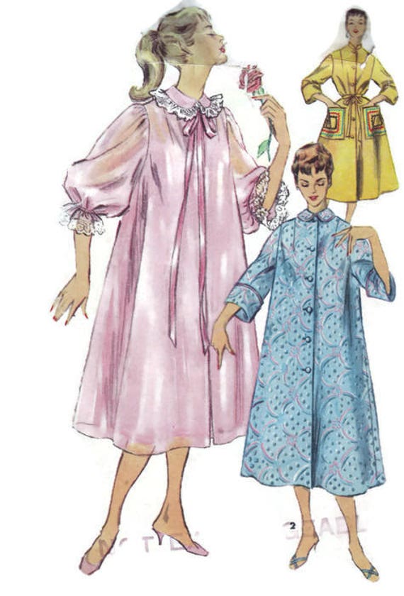 Simplicity Sewing Pattern 1950s Duster House Dress Coat