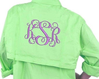 Monogram Fishing Shirts, LONG SLEEVE Fishing Shirt, Men's Fishing Shirt, Monogram Beach Cover Up, Beach Fishing Shirt, Bridal Fishing Shirts