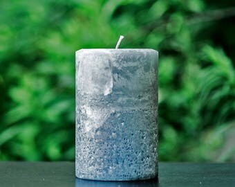 Stone Gray Rustic Large 4" Wide Pillar Candle - Choose 4", 6" or 9" Tall