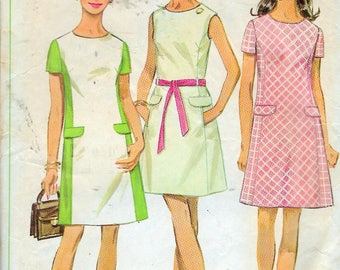 Vintage 1969 Simplicity 8083 Mod Dress Sewing Pattern Size 10 Bust 32 1/2"