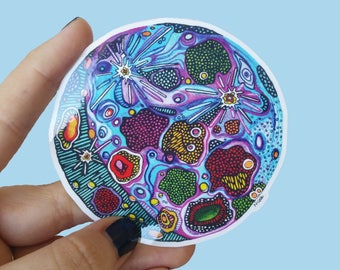 Vinyl Moon Sticker - Waterproof Sticker, Space Decal, Laptop Sticker, Skateboard Sticker, Bumper Sticker