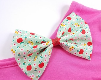 Back to School Hair bow, Fabric Bow, Bowtie bow, Apple Bow, Mint Bow, School Bow, School Headband, Apple Accessories, Red Apple, Flowers Bow
