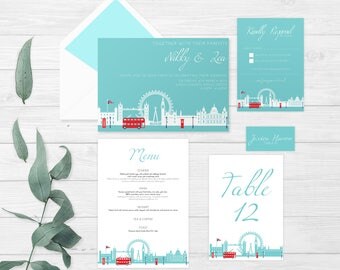 London Themed Wedding Invitation |wedding invitation | London City | Skyline design |City Stationary | English wedding