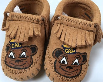 Custom UC Berkeley Bear Baby Booties Moccasins Free Range Mama