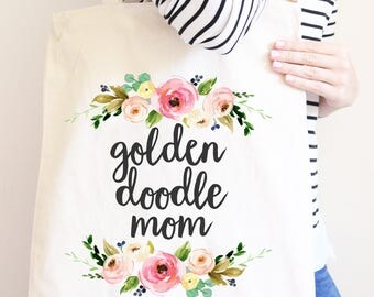 Goldendoodle Mom, Floral Tote Bag for Doodle Dog Mom