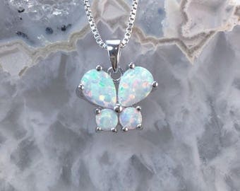 Opal Butterfly Necklace Sterling Silver FREE Gift Box FREE Shipping Codes Gift For Nature Butterfly Insect Lovers October Birthstone Jewelry