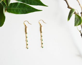 AEDE // Boucles dorées à l'or fin chaine perlée