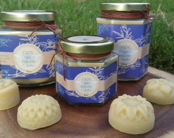 Organic Beeswax Candle, Pure and Natural Beeswax Candles 4oz. 9oz. 12oz. Organic Candle in a Glass Jar Candle with lid.