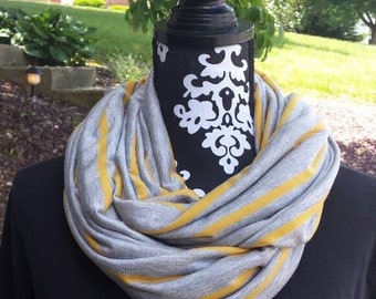 SALE!Yellow Gray Stripe Nursing Scarf/Infinity Scarf/Nursing Cover/Breastfeeding Cover/ Jersey Knit Scarf/ Breastfeeding Scarf/ New Mom Gift