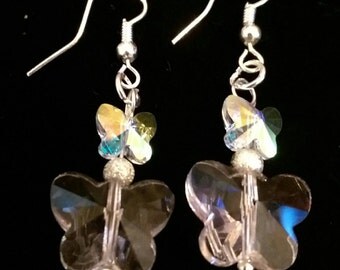 Ladies ear rings, ear rings, crystal ear rings, butterfly ear rings, dangle ear rings, fashion earrings, ladies earrings, butterfly earrings