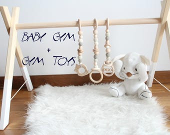 Baby gym and organic baby gym toy / Toy made from organic baby cotton yarn