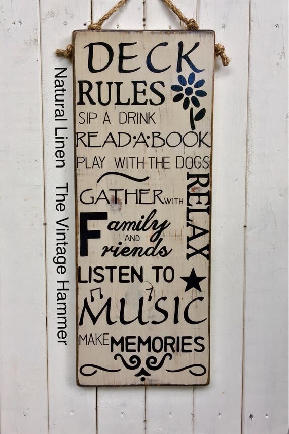 Large Deck Rules Sign Hand painted sign outdoor sealed