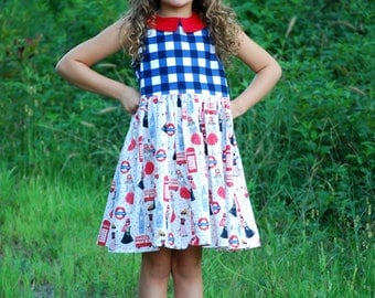 Girls, Back to School Dress, Gingham Dress, London, Summer, Picture, Blue, White, Red, Baby, Toddler, Tween, Junior, Big Girl, Church, Party