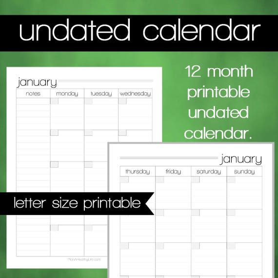 printable monthly undated calendar 85x11 letter size pdf