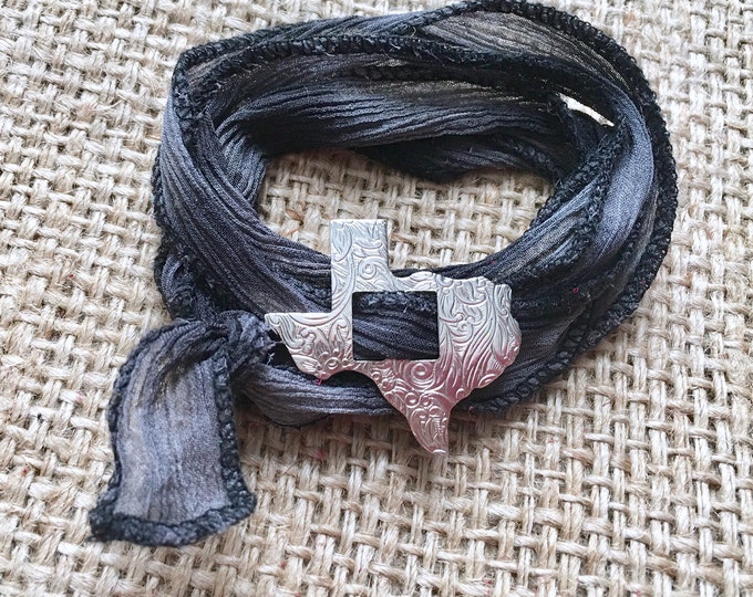 Texas Wrap Bracelet, Texas Concho Wrap, Concho Bracelet, Texas Bracelet, Texas Girl Bracelet, Boho Texas Bracelet, Black Texas Bracelet