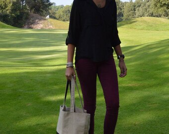 Tote KARL - Linen and leather tote. Sac lin et cuir KARL . sac toile enduite - waxed cotton tote. Cabas lin et cuir Classy and practical bag