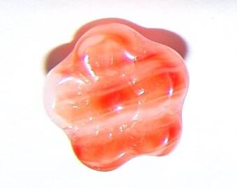 Tiny Orange Glass Posy Button ~1/4" ~ White Glass Overlay ~ Orange & White Flower Button ~ Diminutive Glass Flower Button ~ Orange Sorbet!