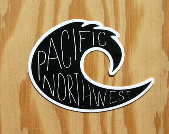 Pacific Northwest Decal -- PNW Wave Decal -- Pacific Ocean Wave -- Kayaking Decal -- Boating Decal -- Surfing Decal -- SUP Decal -- WA Coast