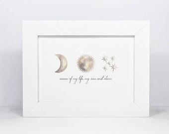 Framed Personalised Game Of Thrones Inspired Moon Of My Life My Sun And Stars Print | Daenerys Taragaryen & Drogo Quote Print | Love Quote