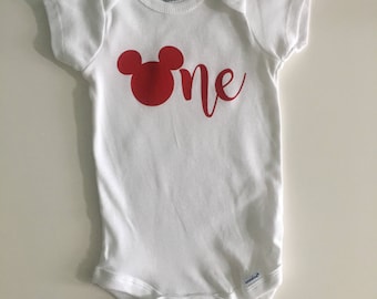 Mickey mouse birthday onesie / Mickey mouse birthday outfit / Mickey onesie / Mickey mouse onesie / Baby onesie / Mickey mouse Baby Onesie