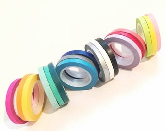 Solid Thin Washi Tape 5mm planner sticker tape Colorful washi tape Solid Washi Tape SET of 3 slim washi tape Skinny Washi Tape
