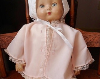 Handmade Baby's Diaper Shirt, Pink Embroidered Shirt with Lace and Ribbon