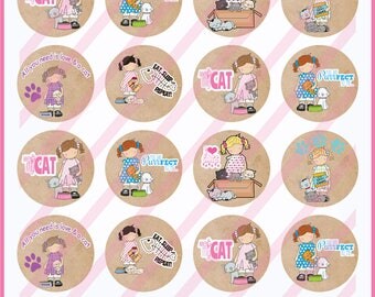 Printable Cat Stickers/Cat Tags/Cat Labels/Cat Collage/Cat tags/Cat cupcake toppers/collage/Cat clipart/Cat treat bags/mini card