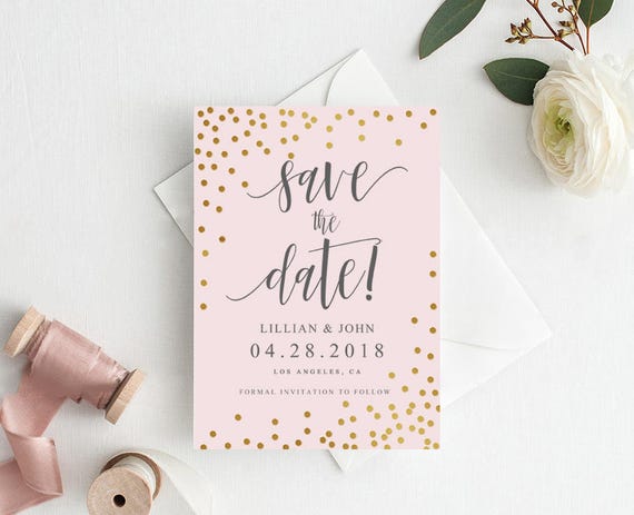 5x7 REAL GOLD FOIL Save The Dates Printed Wedding Silver Rose