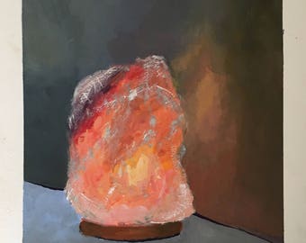 Himalayan Salt Lamp, Still Life, Gouache Painting