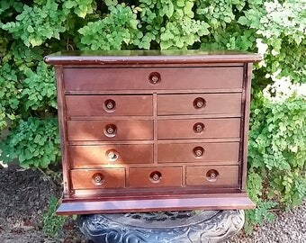 Boîte à Bijoux En Bois ECRIN à Pousser – à Restaurer – Extérieur Vintage